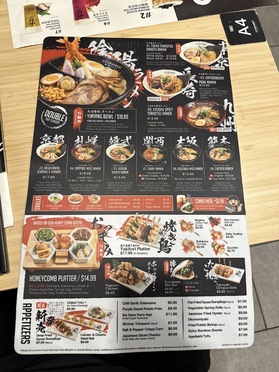 Menu Kyuramen - Eagan-9